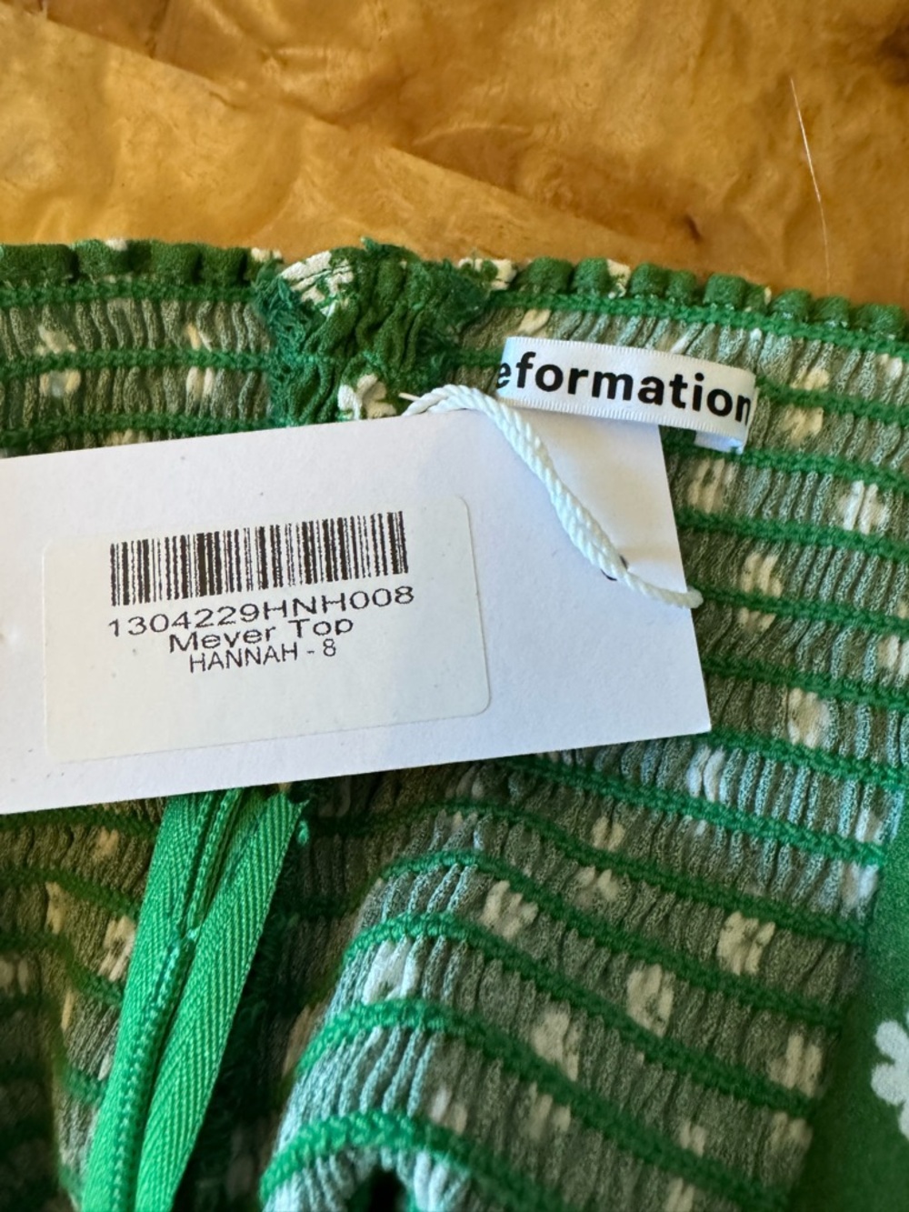 Reformation Green Daisy Print Square-Neck Tank Top - Picture 3 of 3